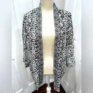 Roz and Ali open front jacket, kimono, tones of grey, animal print Silky feel